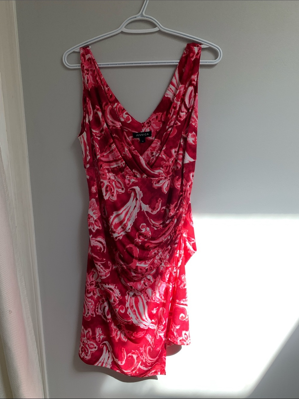 Jessica Red and White Draped Mini Dress